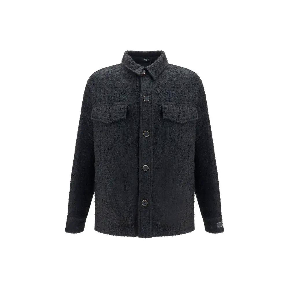 Balmain Black Cotton Full-Length Jacket