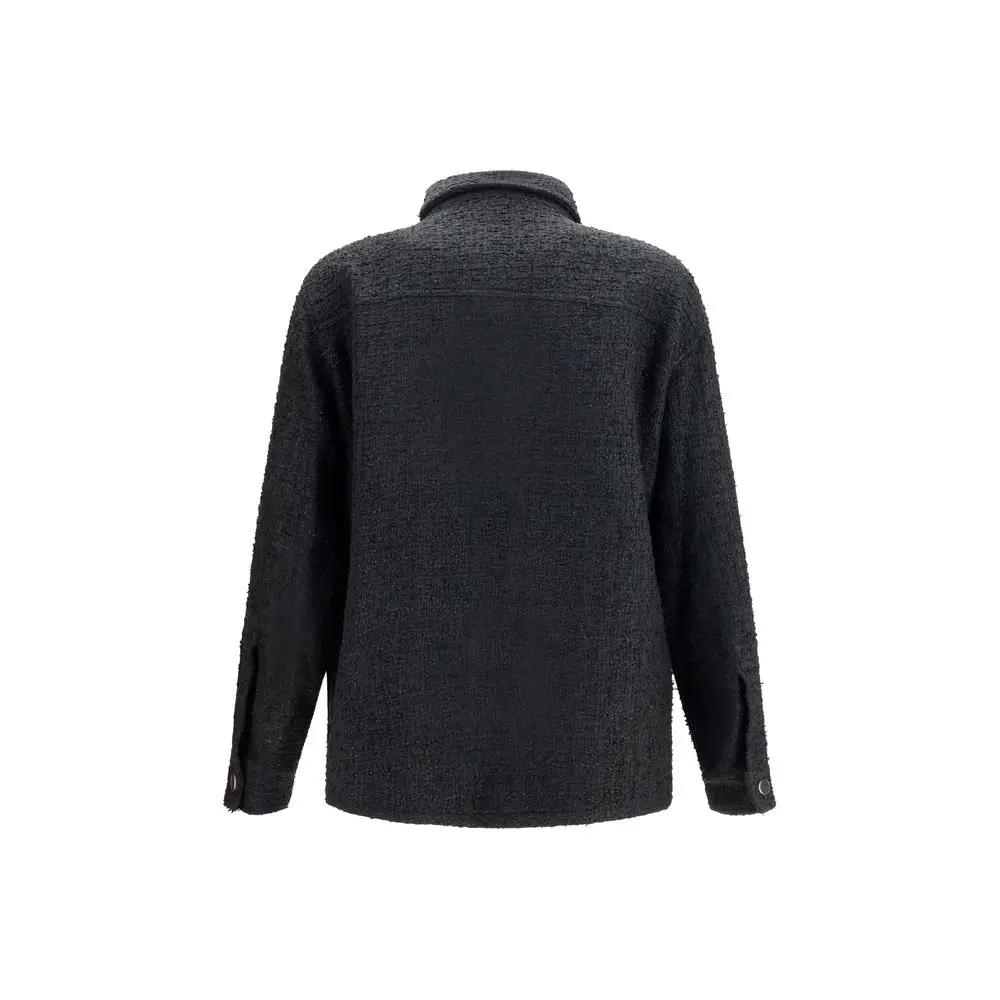 Balmain Black Cotton Full-Length Jacket