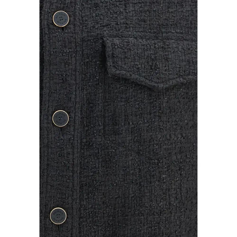 Balmain Black Cotton Full-Length Jacket