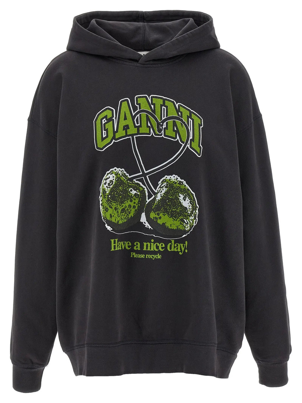 Ganni Gray Organic Cotton Hoodie