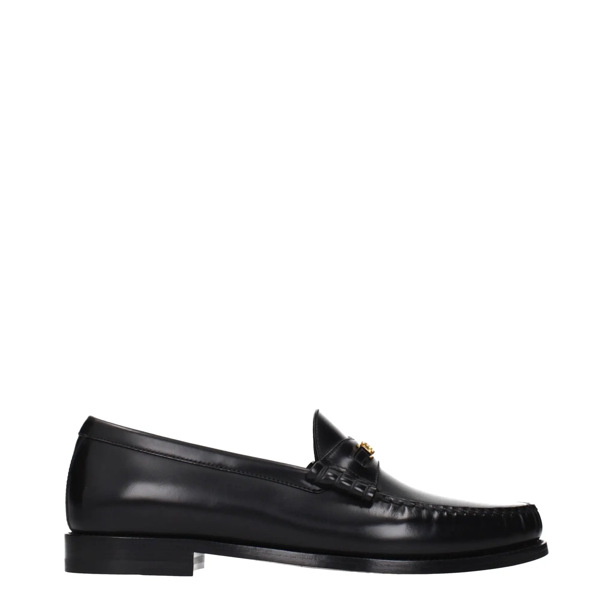Celine Black Leather Slip-On Loafers