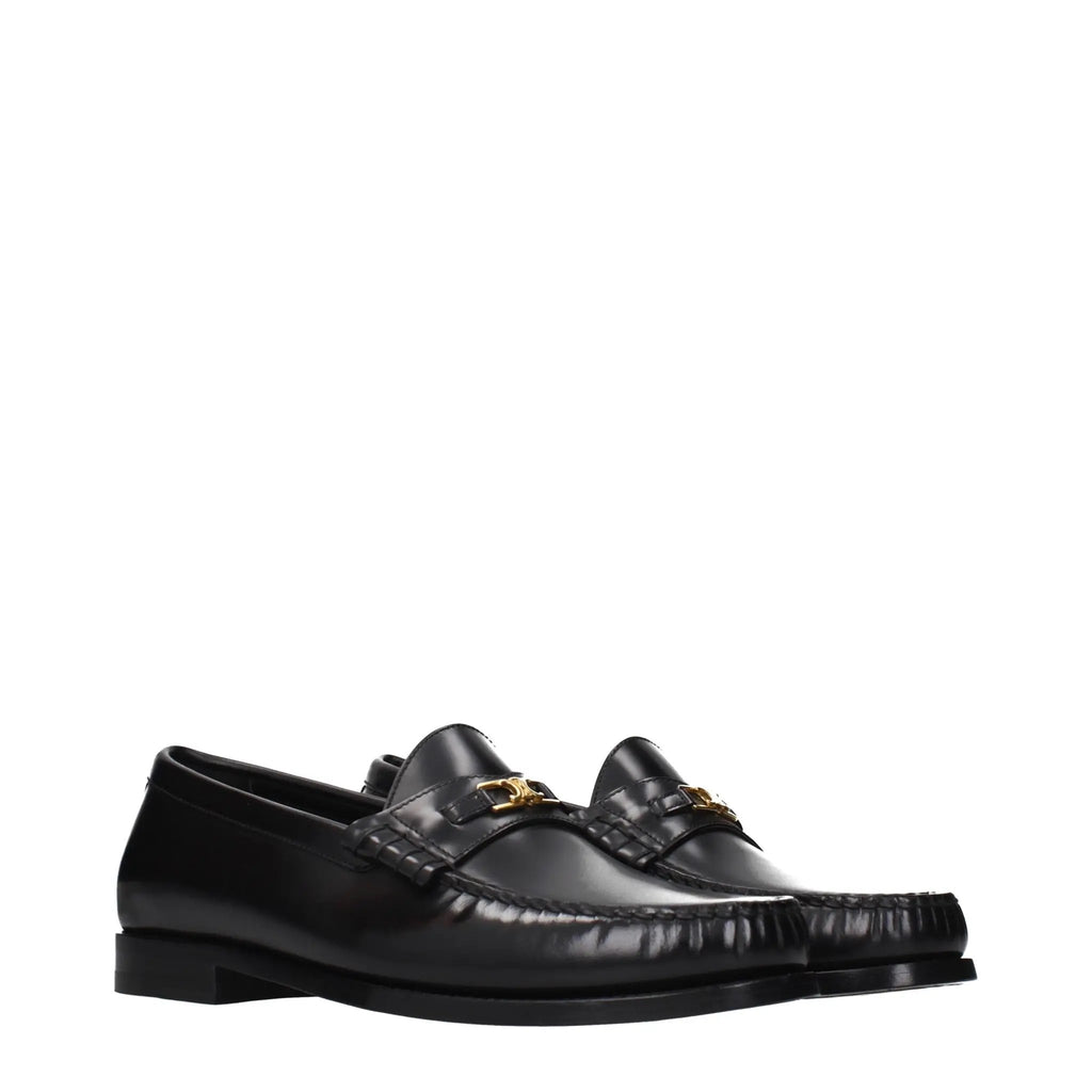 Celine Black Leather Slip-On Loafers