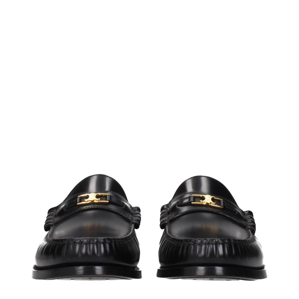 Celine Black Leather Slip-On Loafers