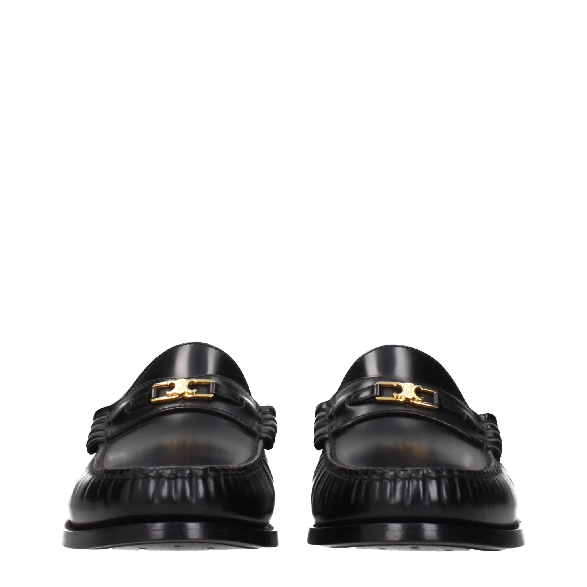 Celine Black Leather Slip-On Loafers