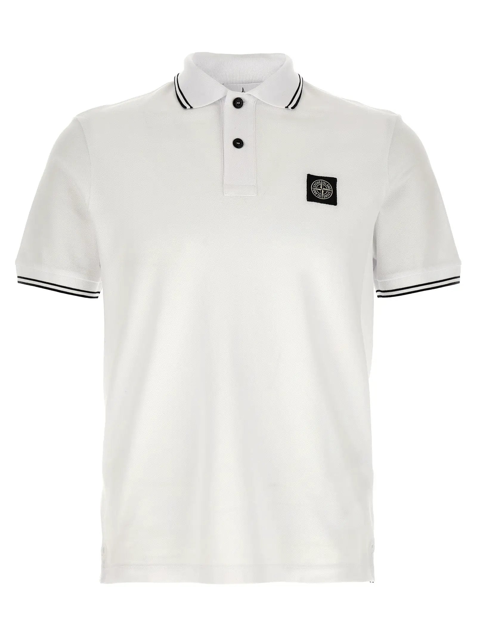 Stone Island White Cotton Polo Shirt
