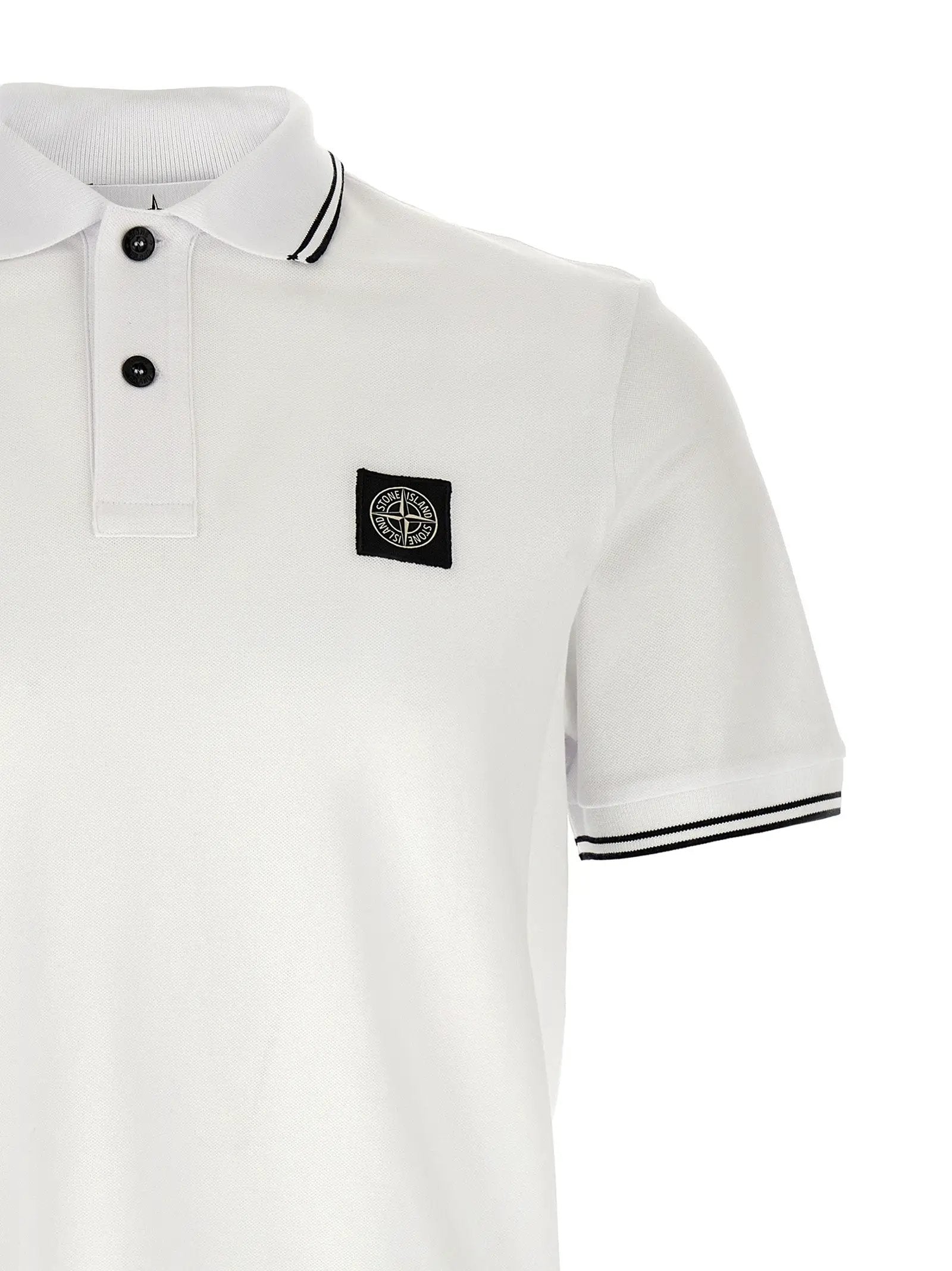 Stone Island White Cotton Polo Shirt