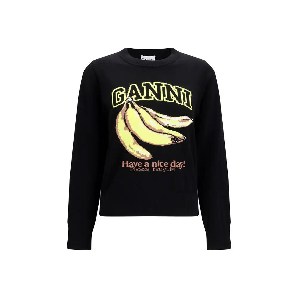 Ganni Black Cotton Sweatshirt