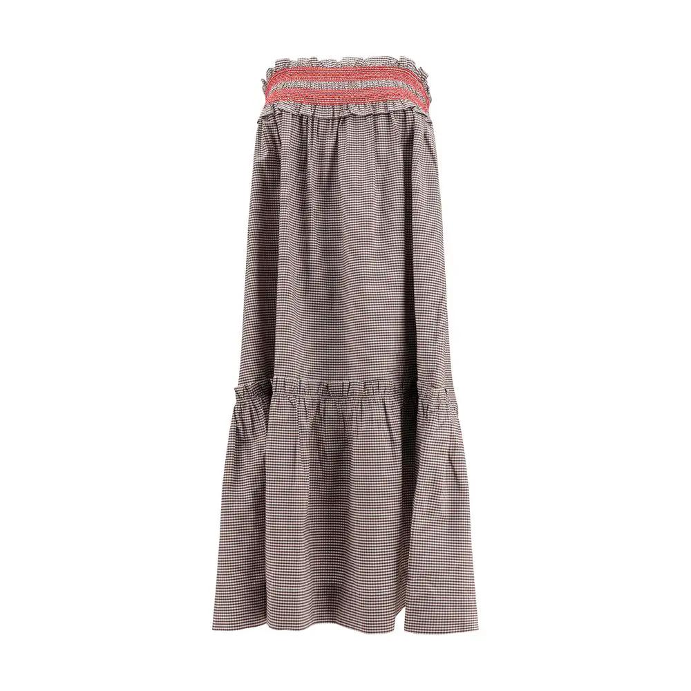 Ganni Brown Cotton Midi Skirt