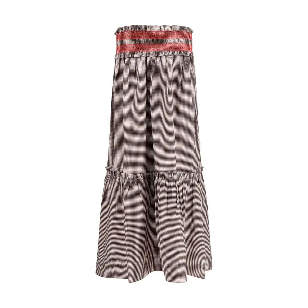 Ganni Brown Cotton Midi Skirt