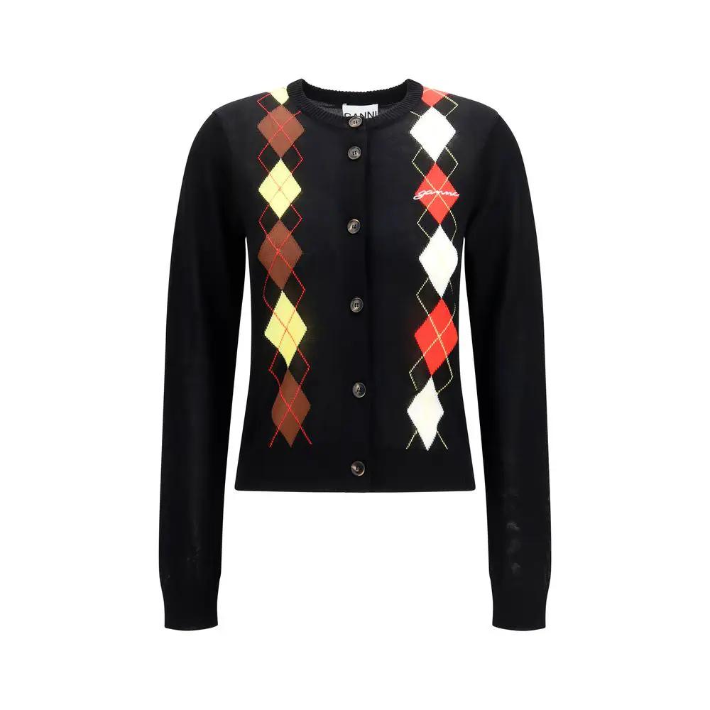 Ganni Black Cotton Cardigan