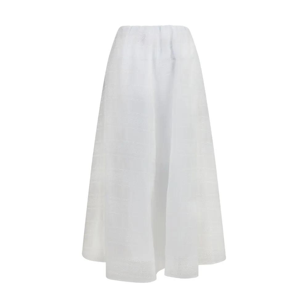 Brunello Cucinelli White Cotton Long Skirt