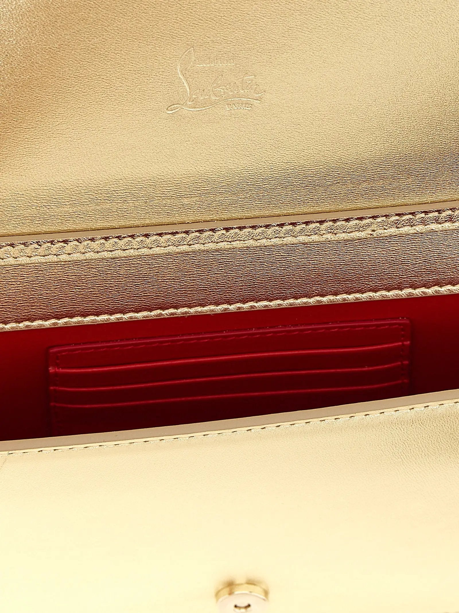 Christian Louboutin Gold Lambskin Clutch Bag