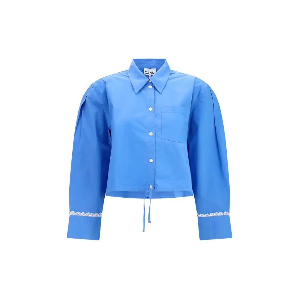 Ganni Blue Cotton Pattern Shirt