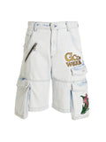 GCDS Blue Cotton Bermuda Shorts