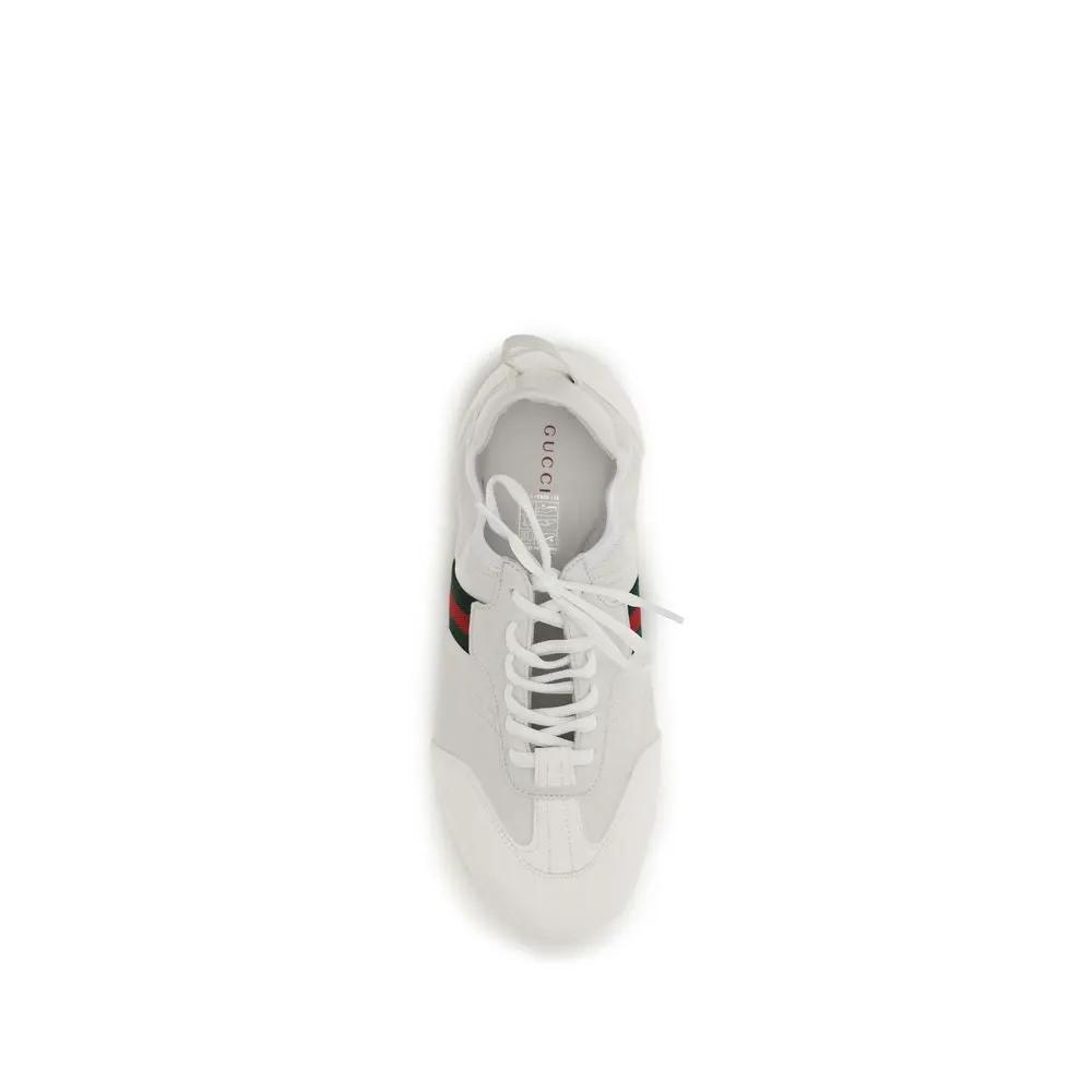 Gucci White Calf Leather Bos Taurus Low Top Sneakers