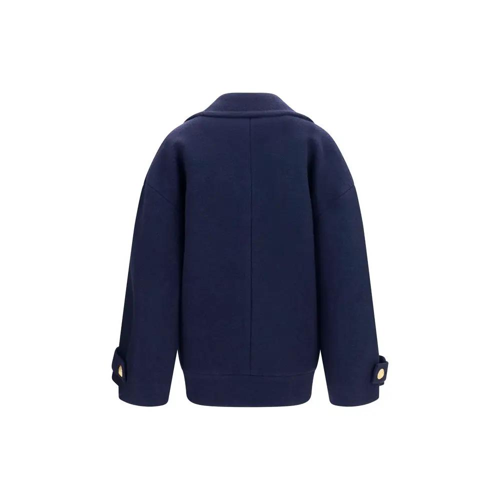 Manteau Balmain en laine bleue Oves Aries