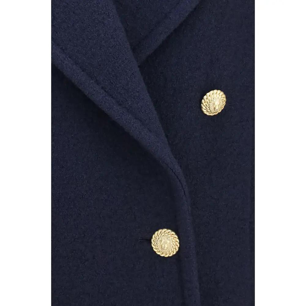 Manteau Balmain en laine bleue Oves Aries