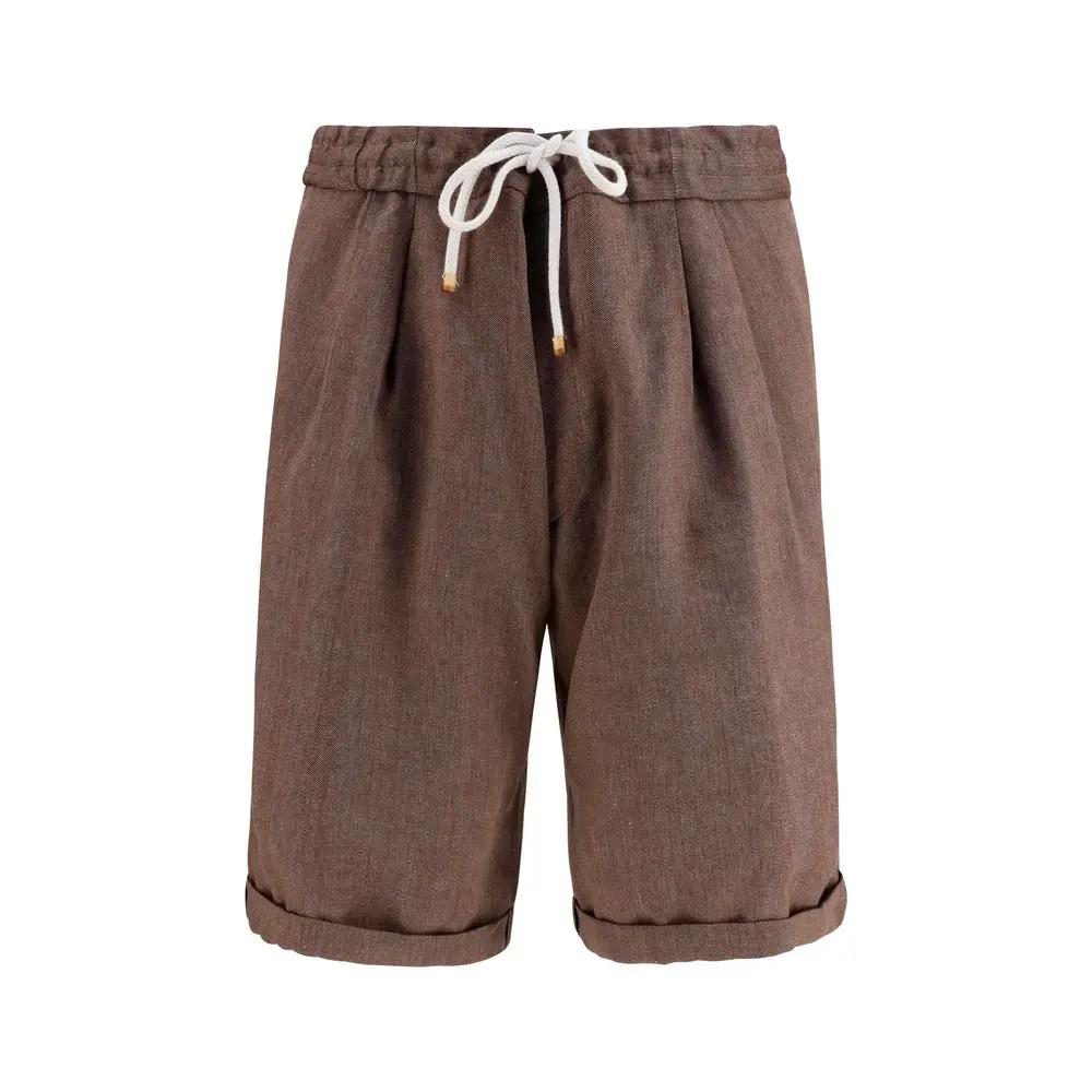 Brunello Cucinelli Brown Linen Bermuda Shorts