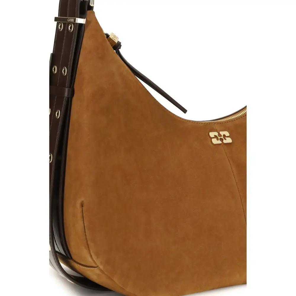 Ganni Brown Recycled Polyester Shoulder Bag