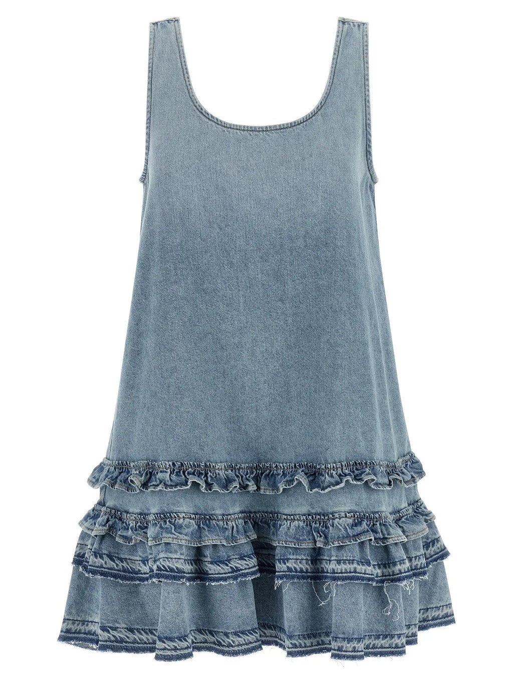 Ganni Blue Organic Cotton Short Dress