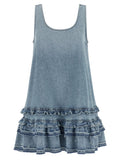 Ganni Blue Organic Cotton Short Dress