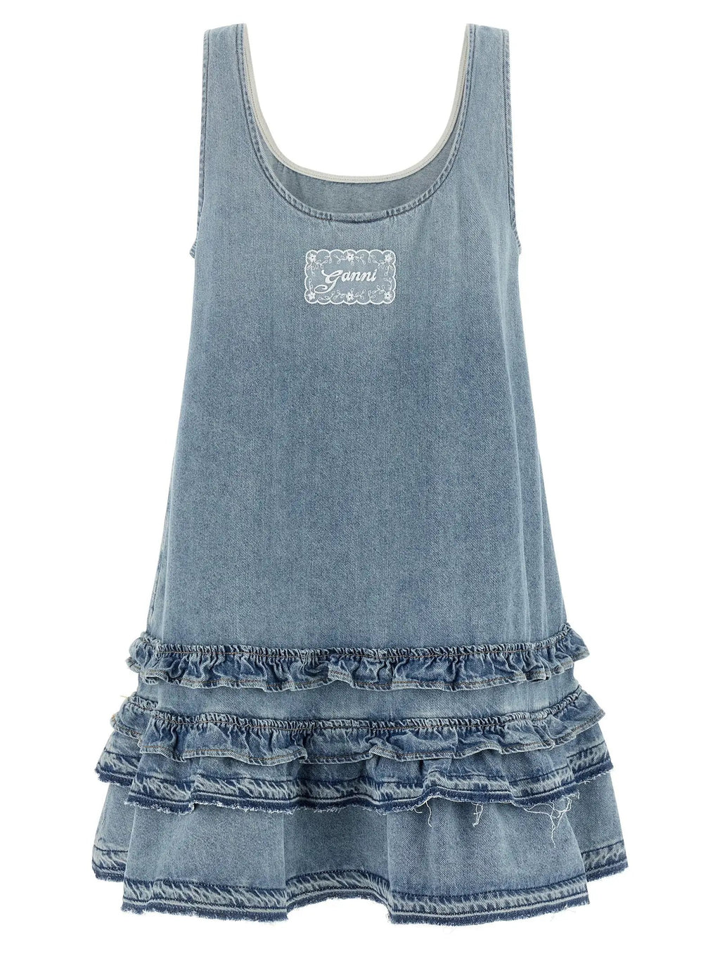 Ganni Blue Organic Cotton Short Dress