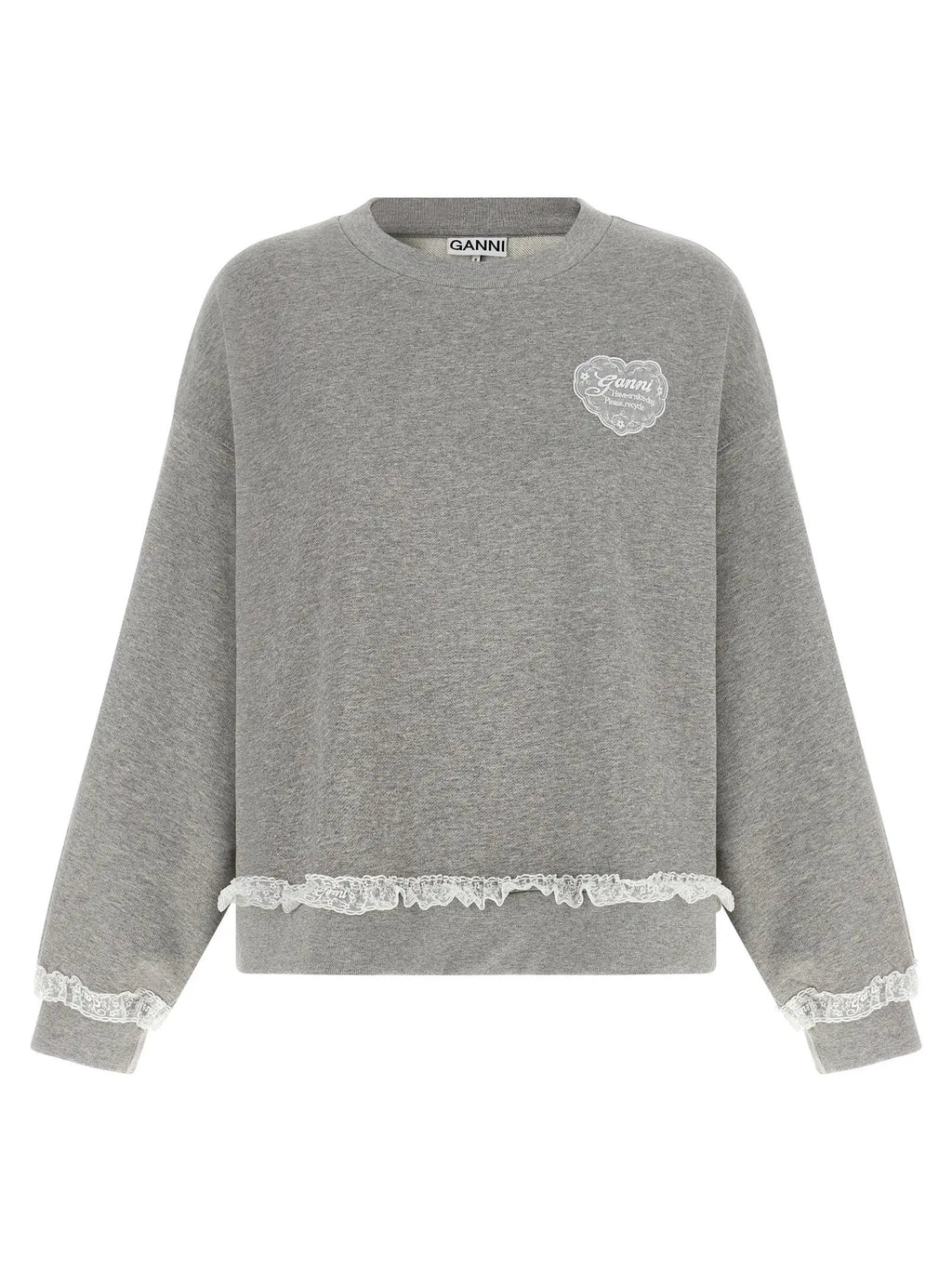 Ganni Gray Organic Cotton Sweatshirt