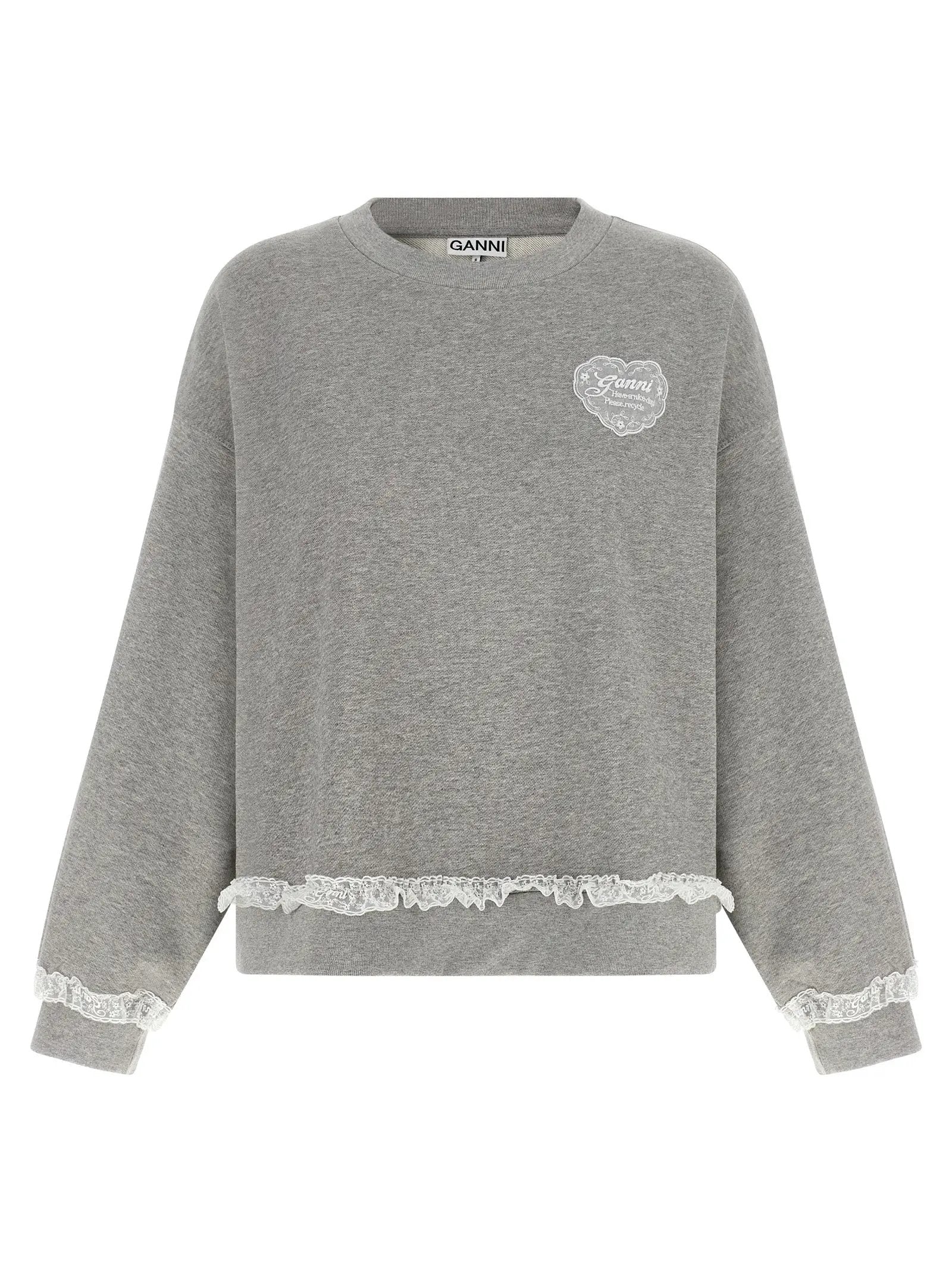 Ganni Gray Organic Cotton Sweatshirt