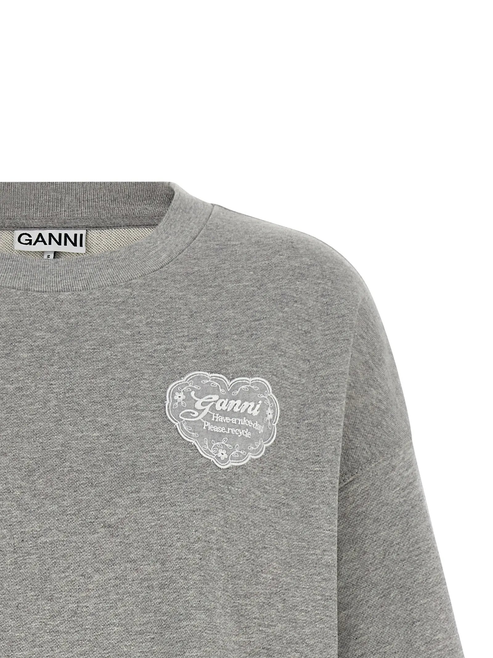 Ganni Gray Organic Cotton Sweatshirt