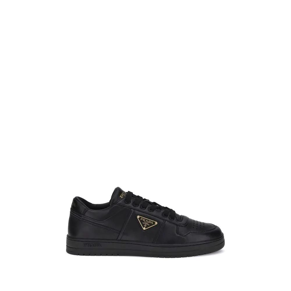 Prada Black Calf Leather Bos Taurus Low Top Sneakers