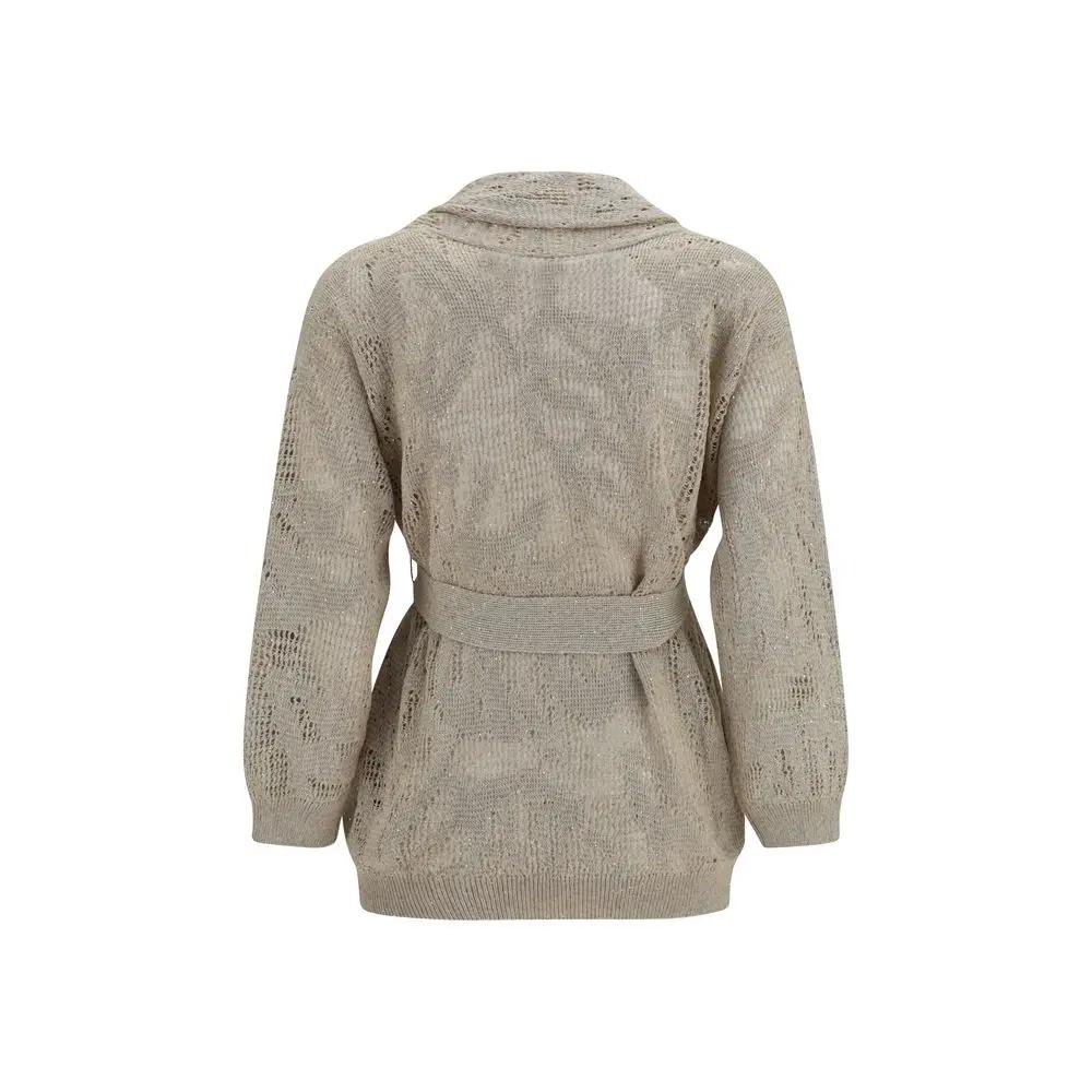 Brunello Cucinelli Beige Linen Cardigan