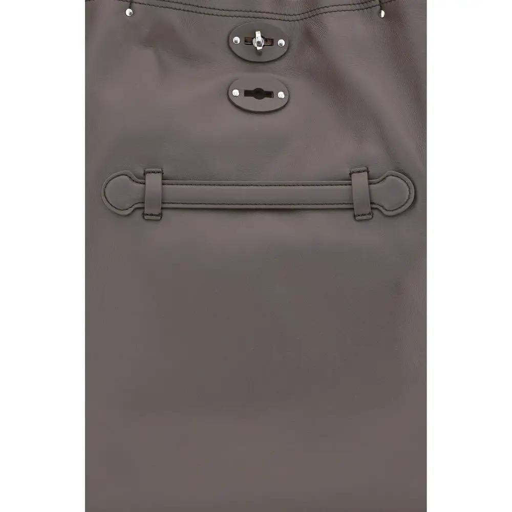 Zanellato Gray Calf Leather Bos Taurus Shoulder Bag