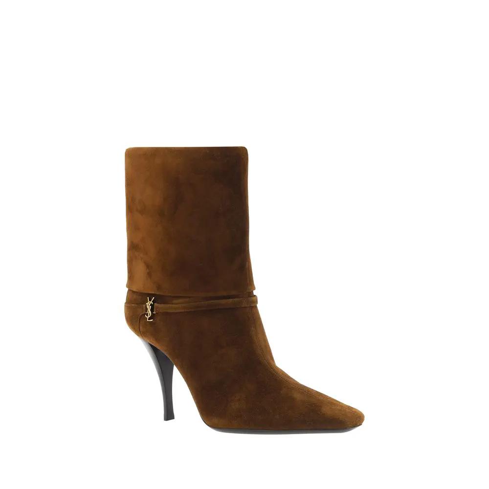 Bottines Saint Laurent en cuir de veau marron Bos Taurus