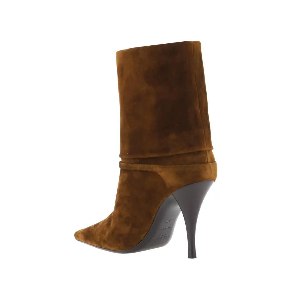 Bottines Saint Laurent en cuir de veau marron Bos Taurus