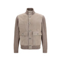 Brunello Cucinelli Beige Calf Leather Bos Taurus Leather Jacket