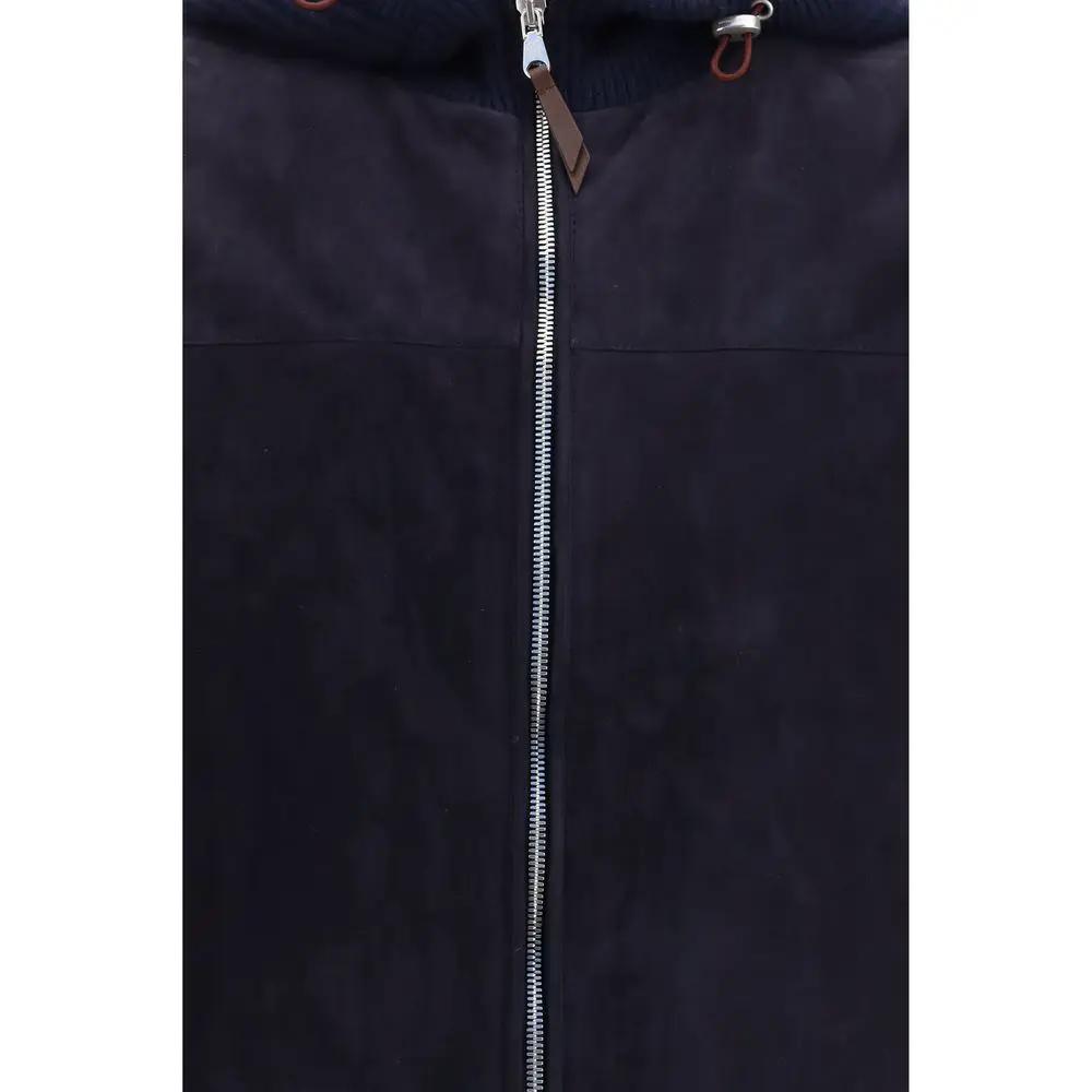 Brunello Cucinelli Blue Wool Oves Aries Full-Length Jacket