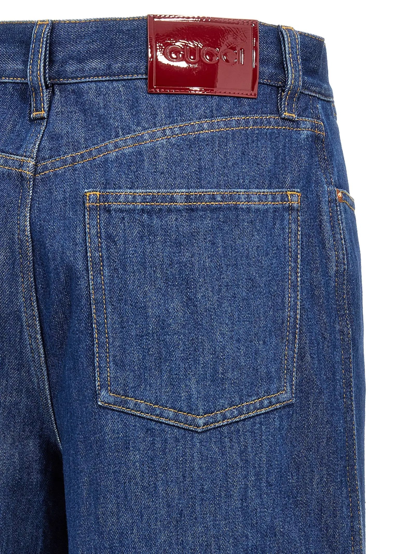 Jean Gucci bleu en coton coupe décontractée