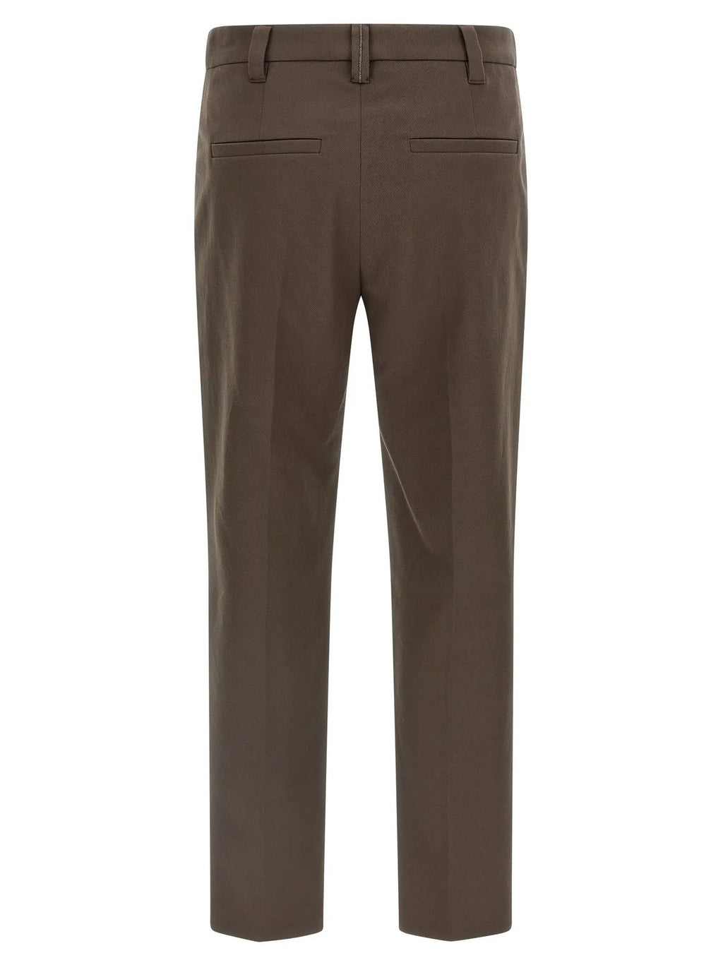 Pantalon décontracté en coton marron Brunello Cucinelli
