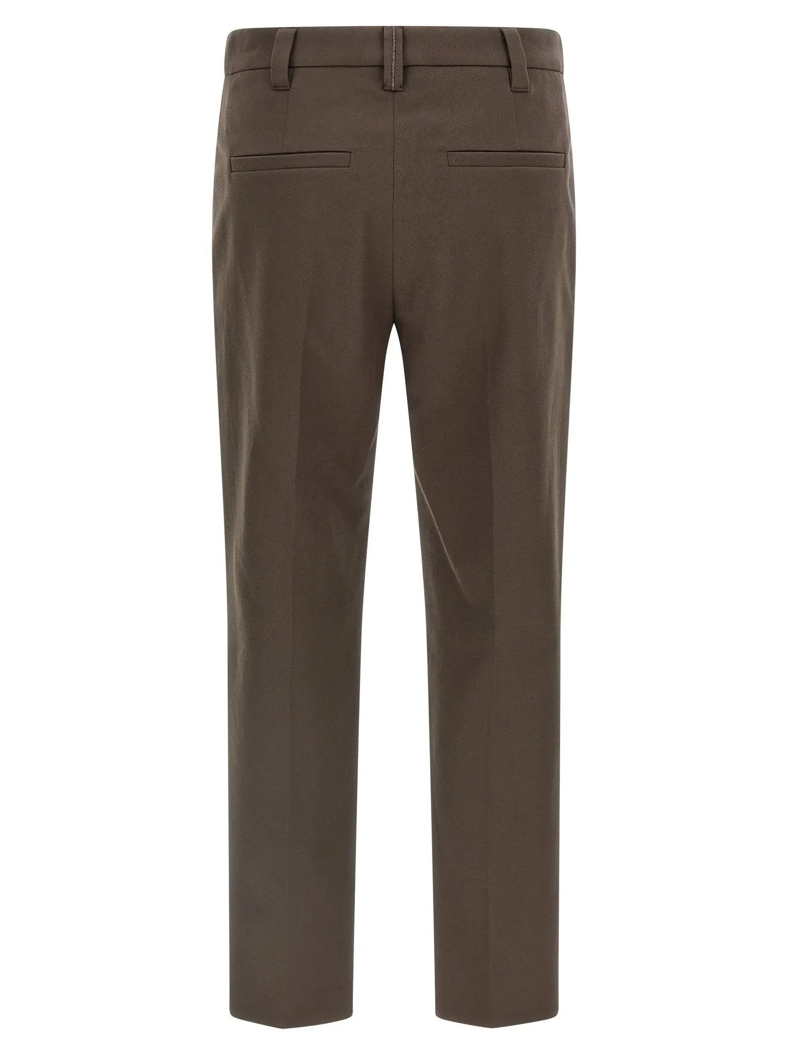 Pantalon décontracté en coton marron Brunello Cucinelli