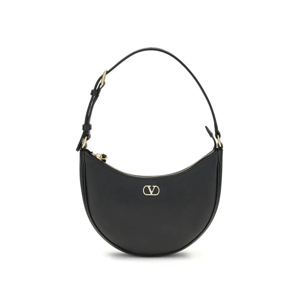 Valentino Garavani Black Calf Leather Bos Taurus Shoulder Bag