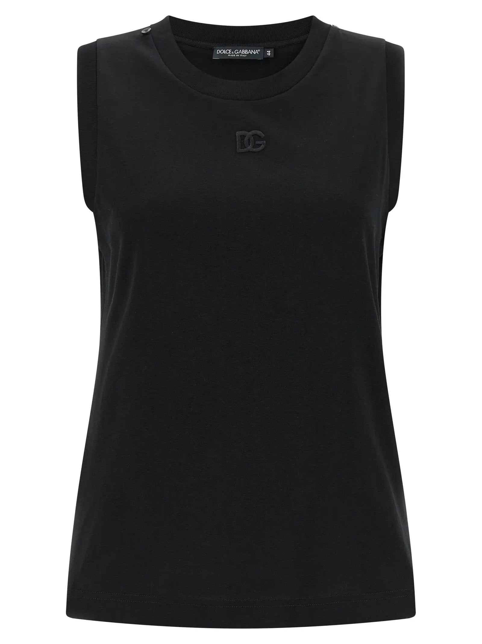 T-shirt sans manches en coton noir Dolce & Gabbana