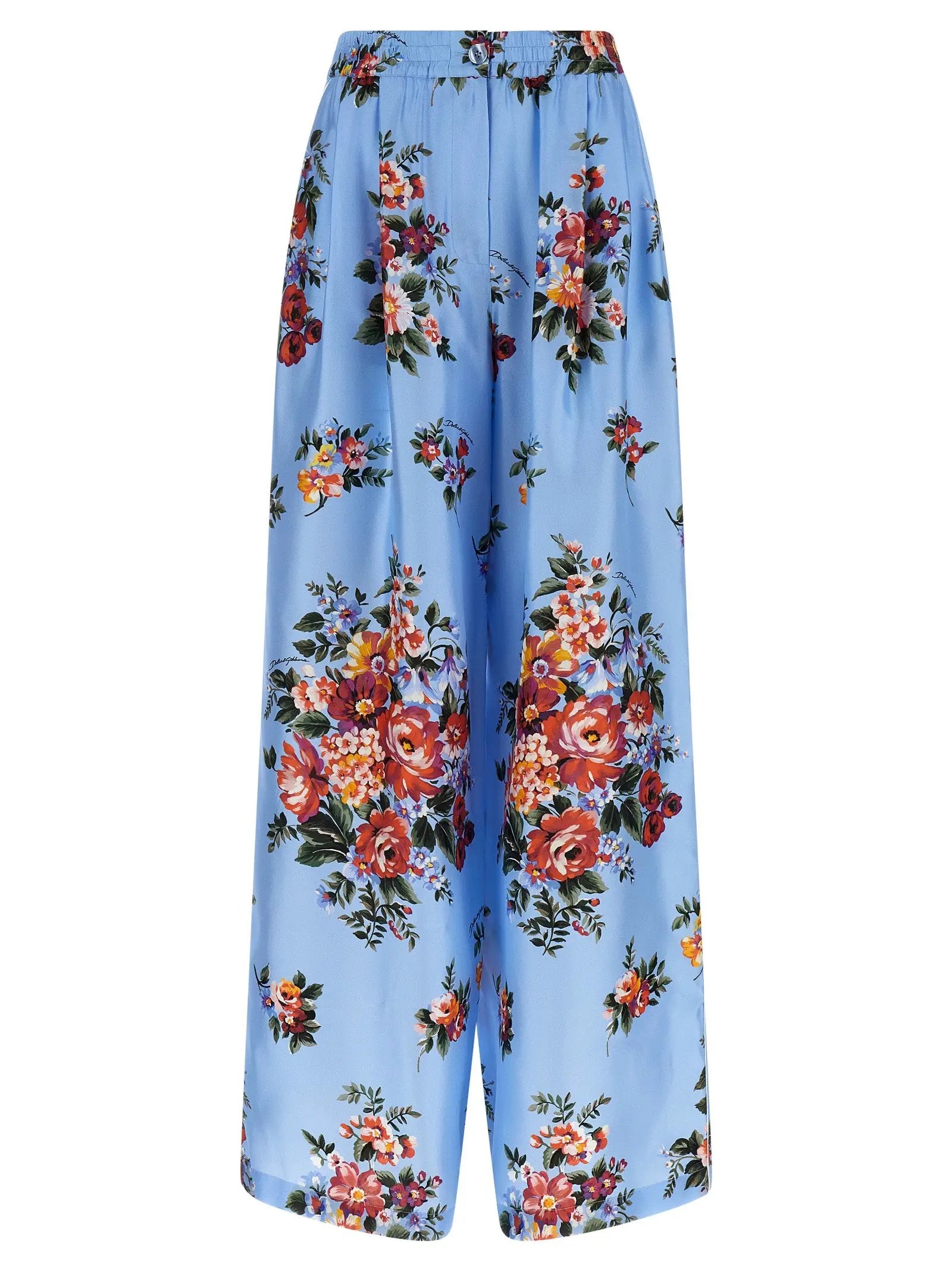 Pantalon décontracté en soie bleue Dolce & Gabbana