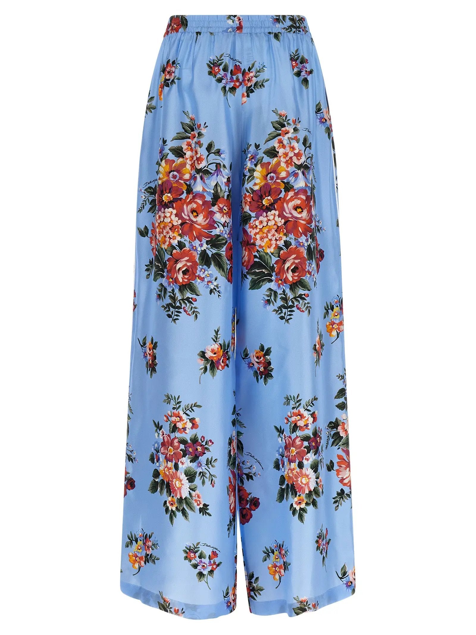 Pantalon décontracté en soie bleue Dolce & Gabbana