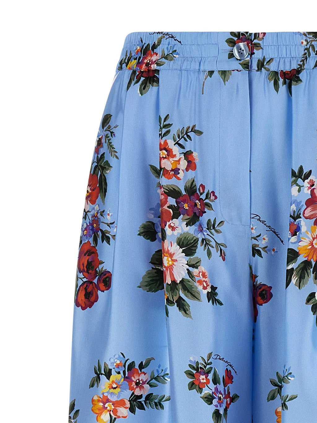 Pantalon décontracté en soie bleue Dolce & Gabbana