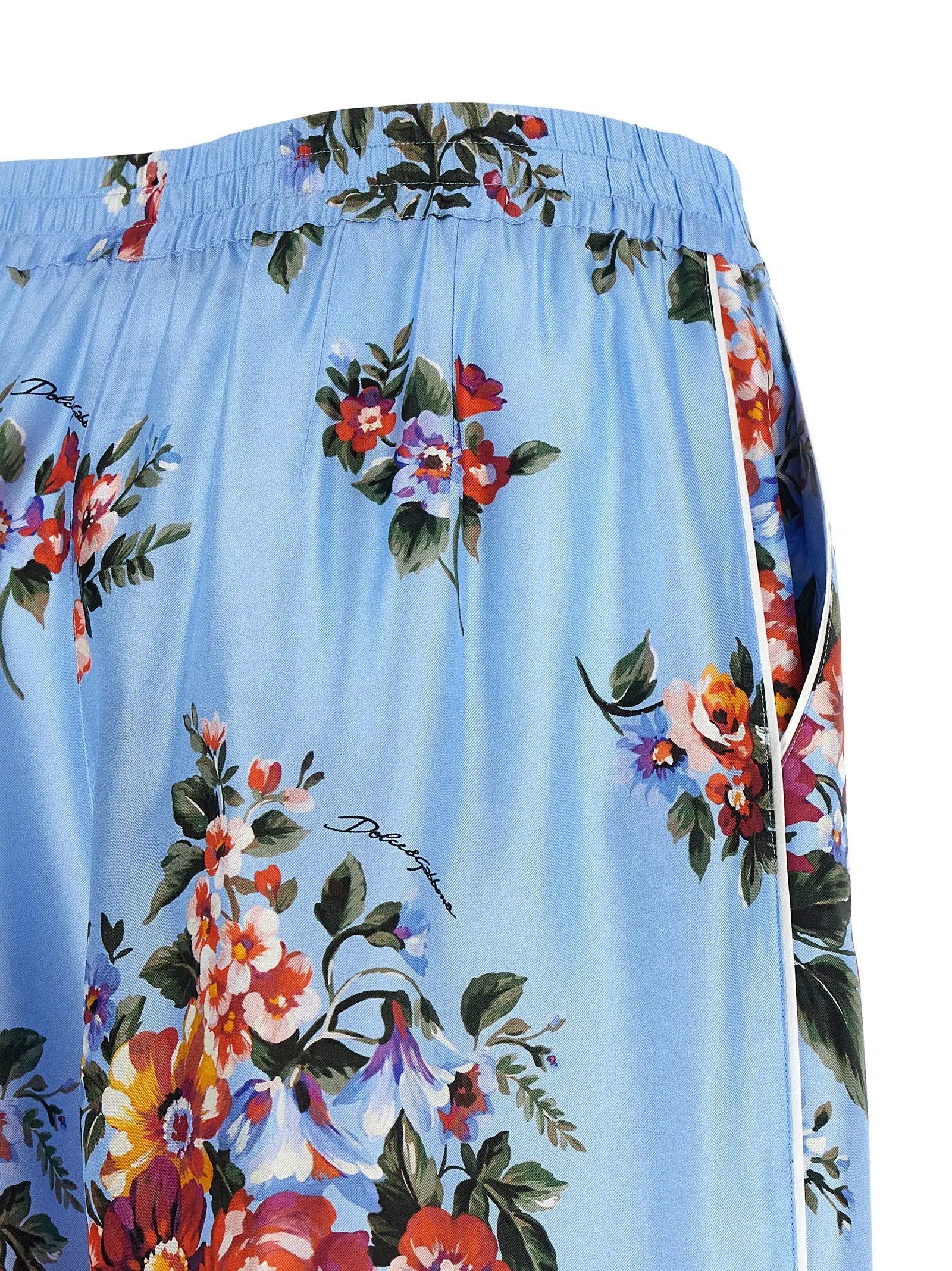 Pantalon décontracté en soie bleue Dolce & Gabbana