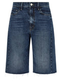 Mother Denim Blue Cotton Bermuda Shorts