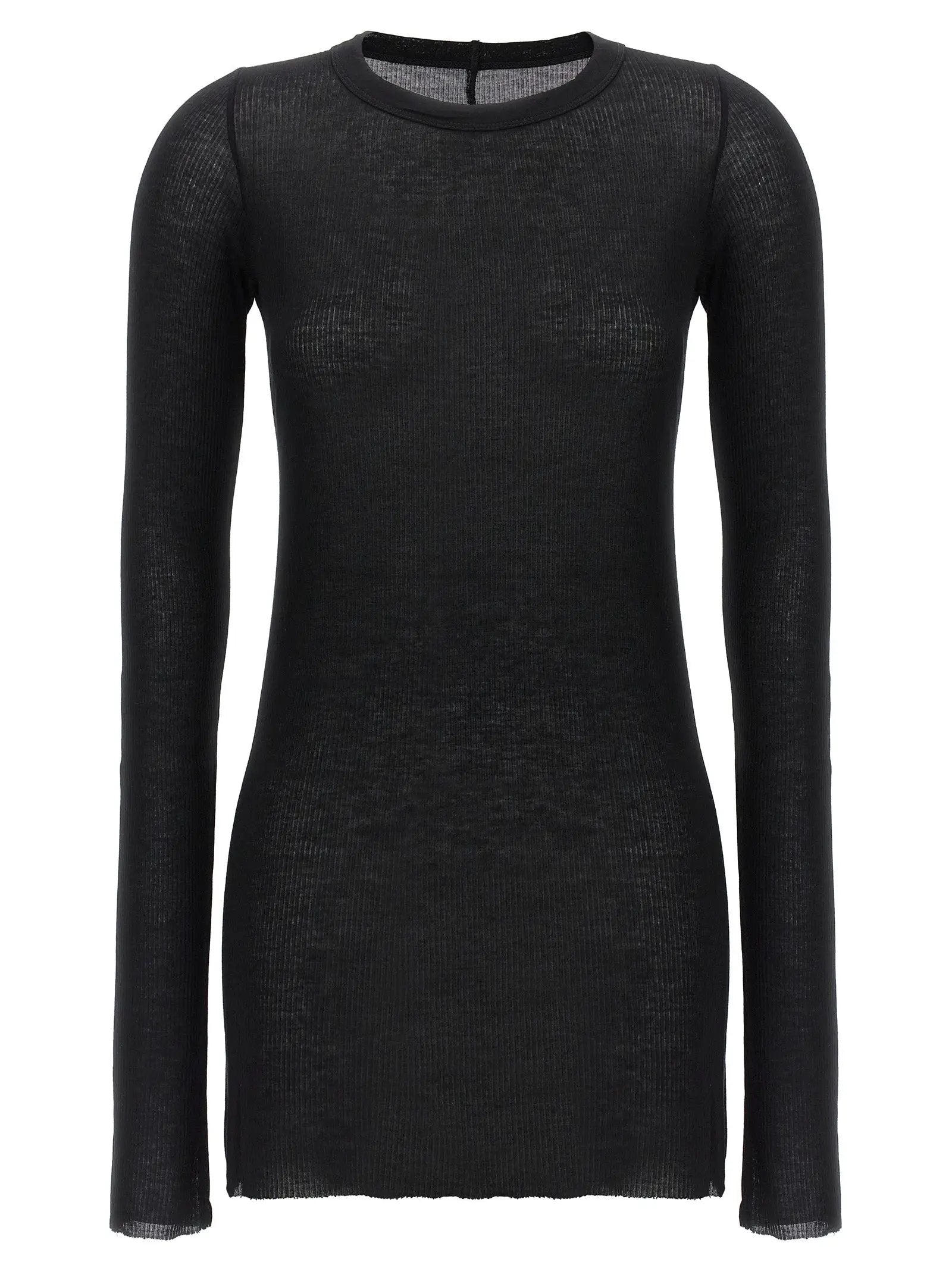 Rick Owens Black Viscose Long Sleeve T-Shirt