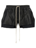 Rick Owens Black Lamb Leather Bermuda Shorts