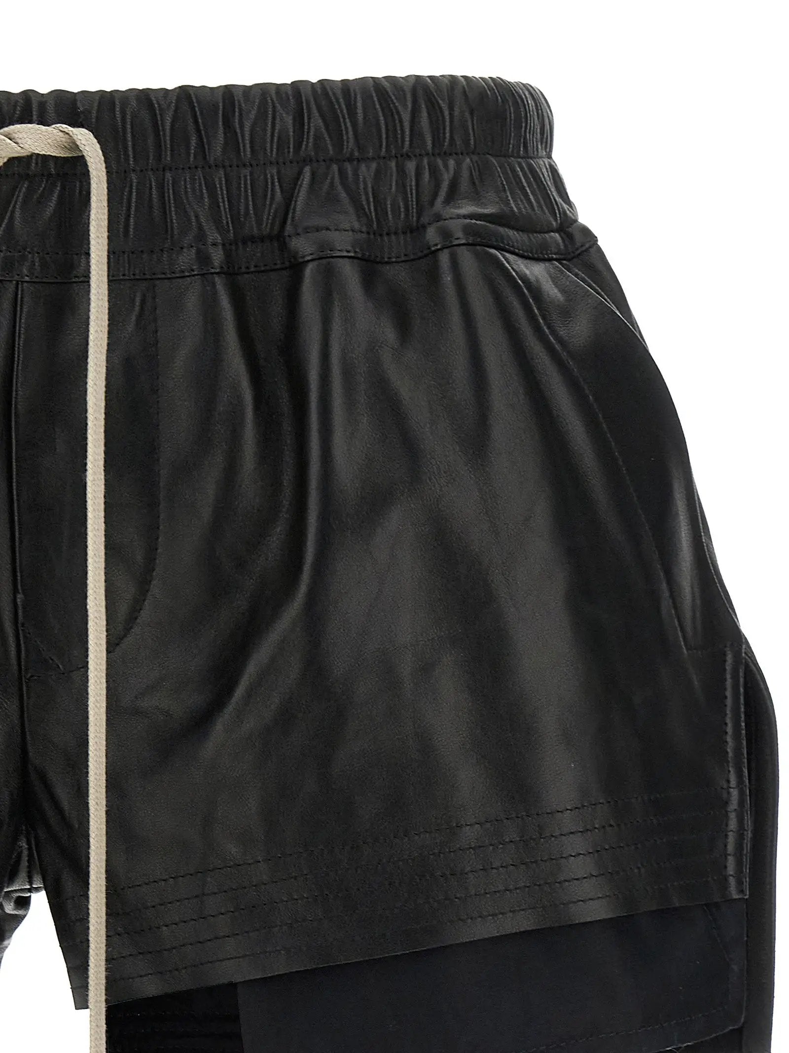 Rick Owens Black Lamb Leather Bermuda Shorts