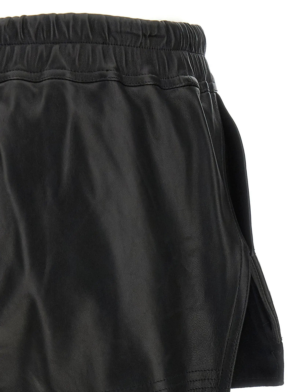 Rick Owens Black Lamb Leather Bermuda Shorts